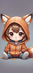 Chibi Girl in Fox Hoodie Background