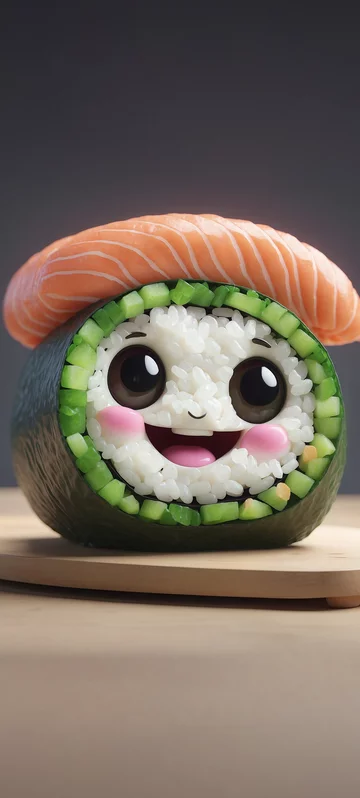 Kawaii Sushi Character Wallpaper