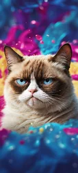 Grumpy Cat in Colorful Chaos