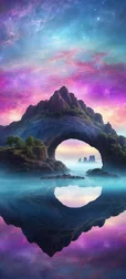 Surreal Celestial Island Background