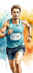 Running Athlete Watercolor Wallpaper