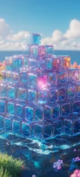 Tetris Like Glass Cubes Pyramide