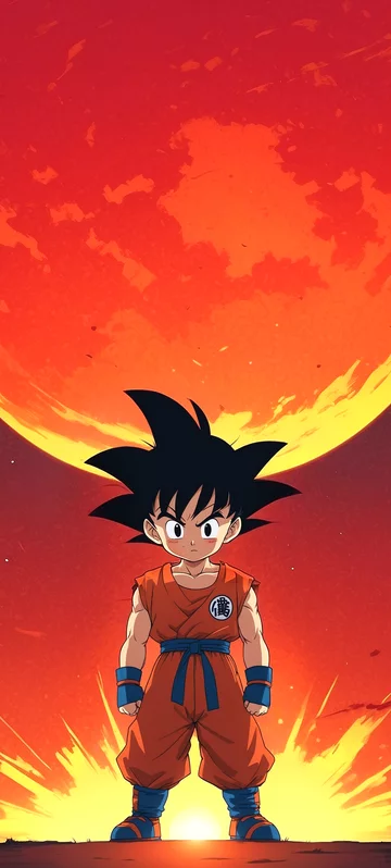 Kid Goku Sunset Anime Background