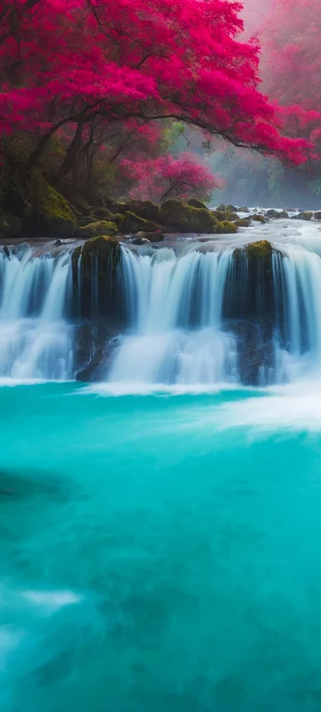 Lush Green Waterfall Background