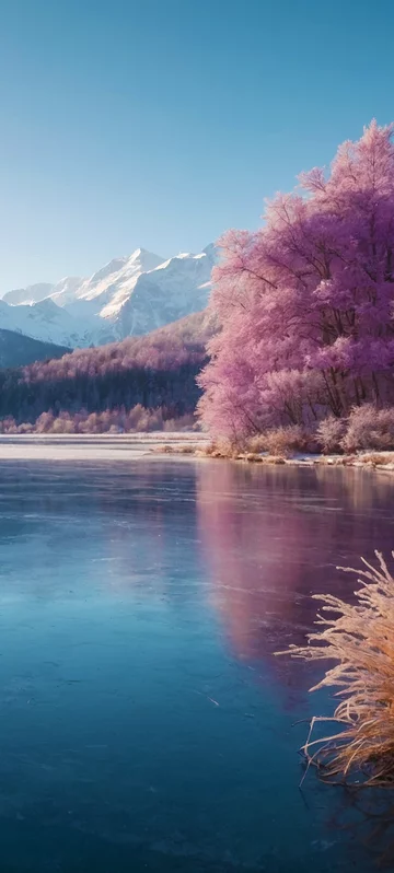 Purple Winter Lake Screen Image