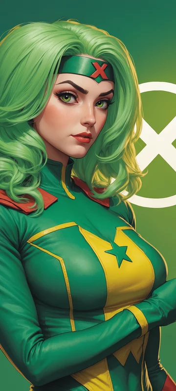 Green-Haired Superheroine Wallpaper