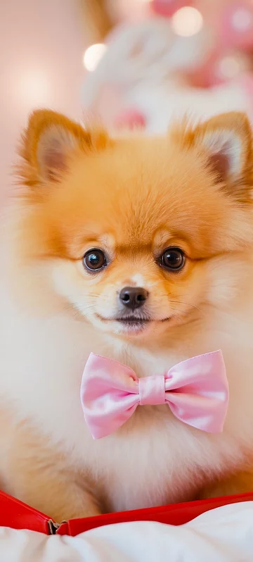 Pomeranian in Red Box Wallpaper