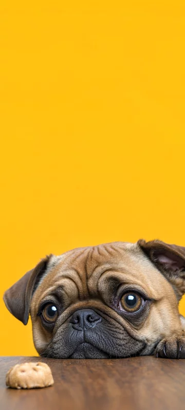 Curious Pug with Cookie Wallpaper