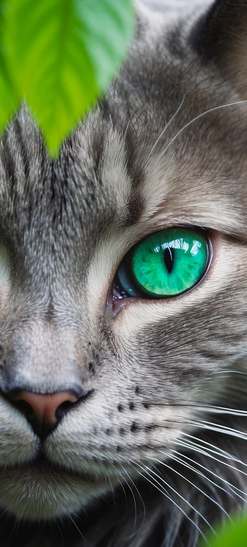 Grey Cat with Green Eyes Screen Image