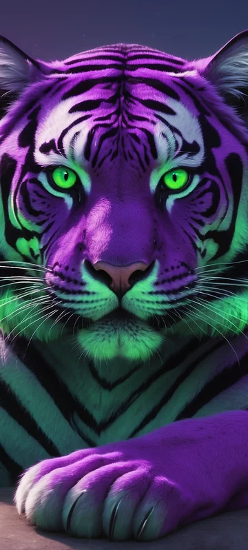 Purple Tiger with Green Eyes Wallpaper