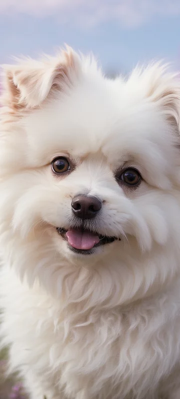 Dog Among Purple Flowers Background