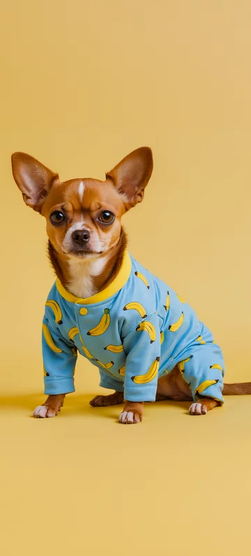 Dog in Banana Pajamas Wallpaper