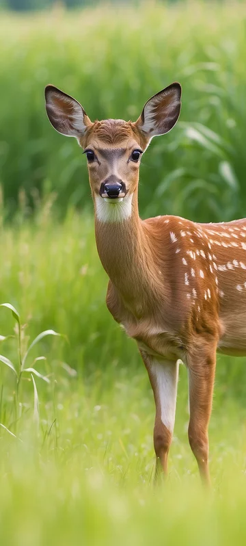 Serene Deer in Grass Background