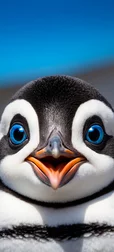 Happy Penguin Blue Background