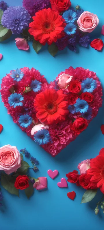 Colorful Flower Heart Background