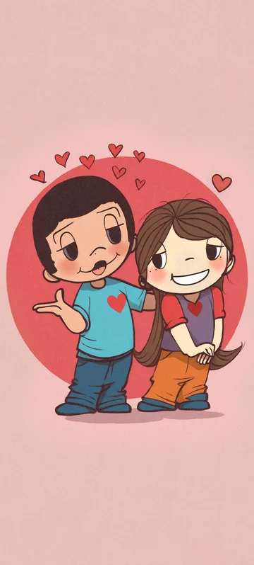 Love Is Cartoon Couple Background