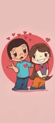 Love Is Cartoon Couple Background