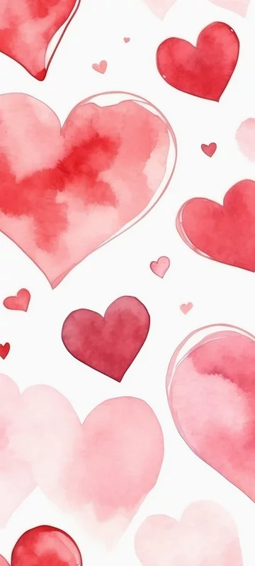 Watercolor Hearts Love Wallpaper