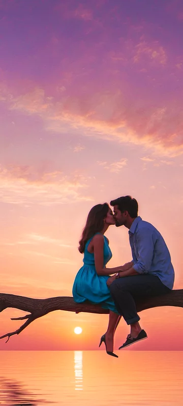 Romantic Tree Sunset Image