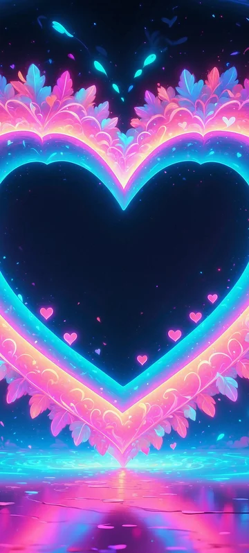 Neon Pink Hearts Screen Image