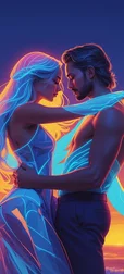 Neon Sunset Romance Background