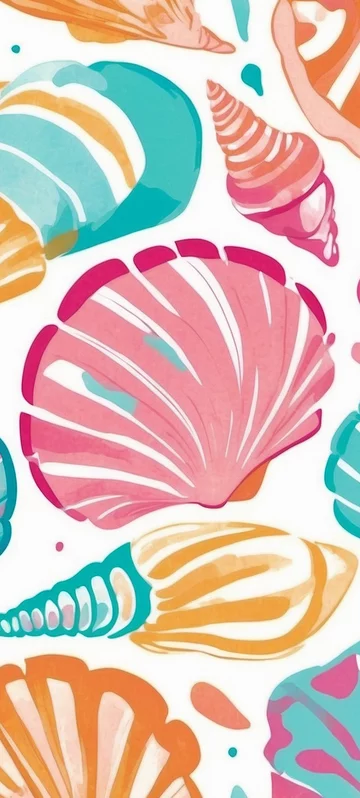 Colorful Seashell Pattern Wallpaper