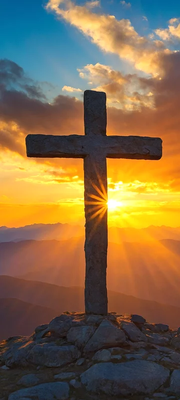 Cross Sunset Serenity Wallpaper