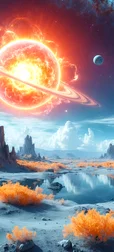 Fiery Planet Background