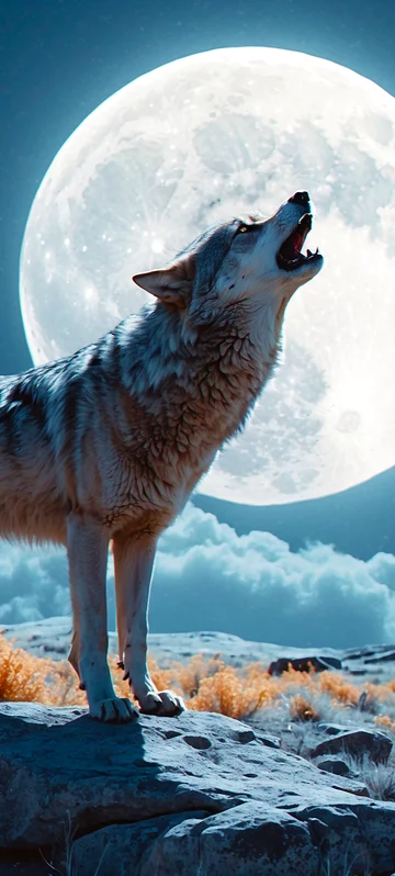 Full Moon Wolf Screen