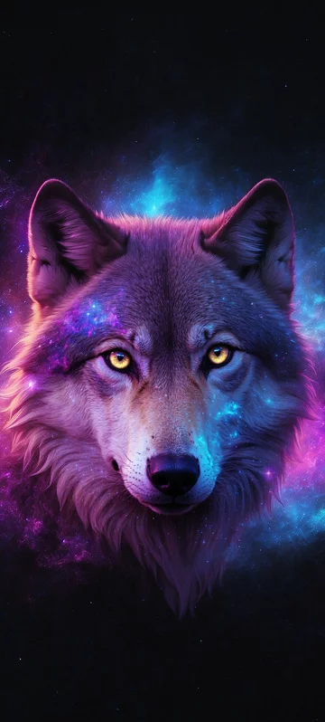 Galactic Wolf Portrait Background