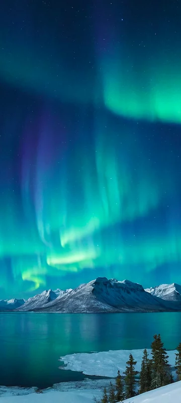 Northern Lights Over Mountains