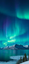 Northern Lights Over Mountains