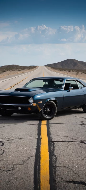 Vintage Plymouth Barracuda in Desert