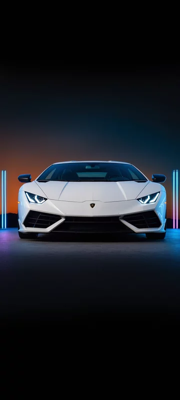 White Lamborghini at Sunset Screen