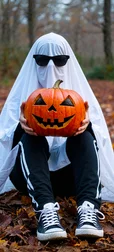 Halloween Spirit on Leafy Ground