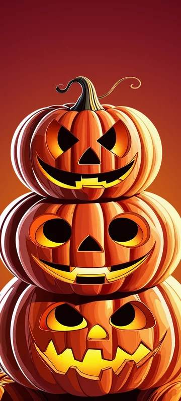 Stack of Carved Pumpkins Background