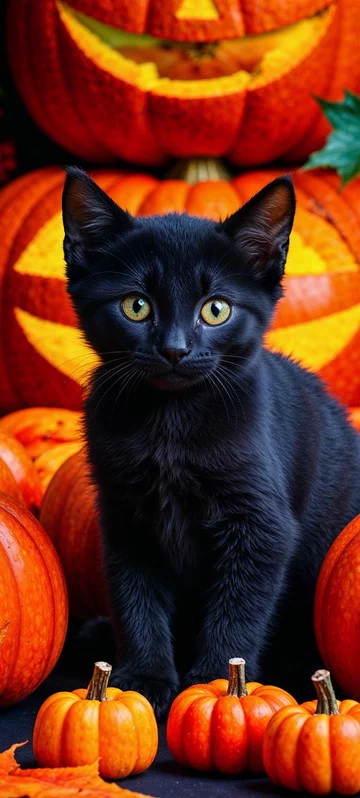 Charming Halloween Kitten Screen