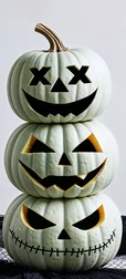 Halloween Pumpkins on Black Fabric