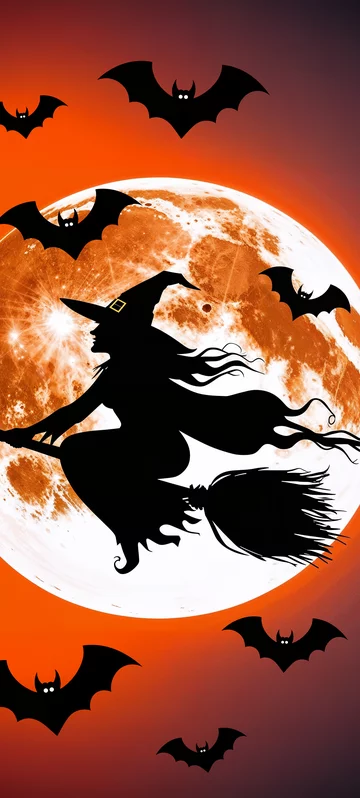 Witch Flying on Broomstick Image