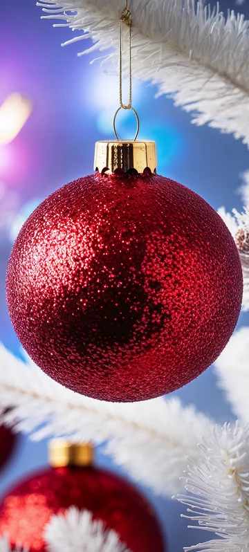 Red Bauble on White Tree Glow Screen