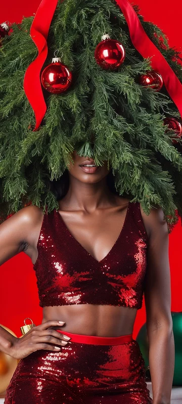 Holiday Glam & Tree Headpiece Wallpaper