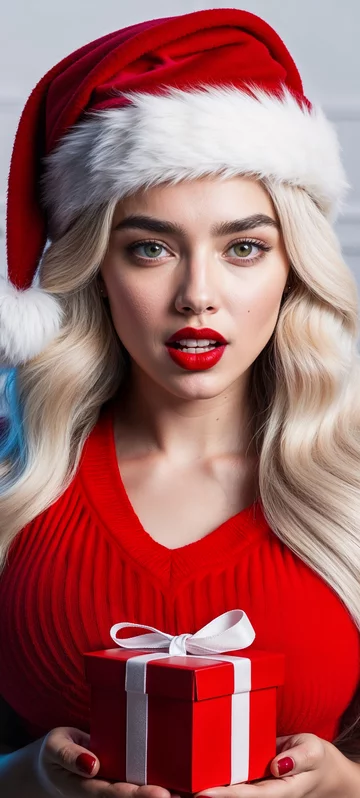 Festive Woman & Xmas Gift 