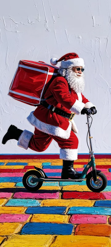 Santa Rides Tiny Scooter Screen