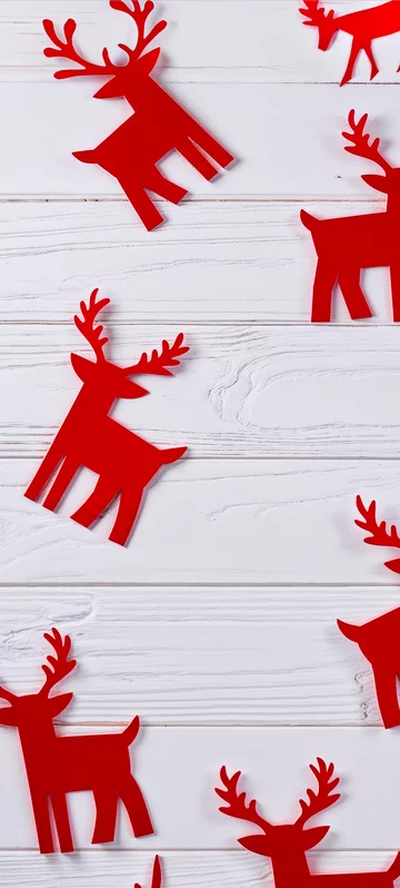 Red Reindeer on White Wood Image