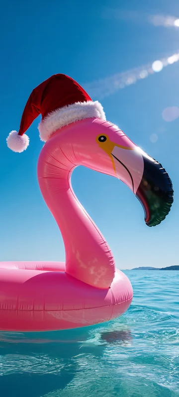 Pink Flamingo in Santa Hat Image