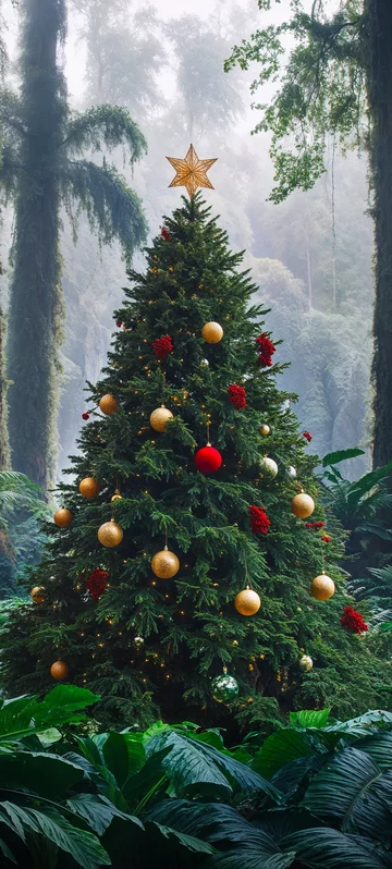 Festive Tree in Lush Jungle Screen