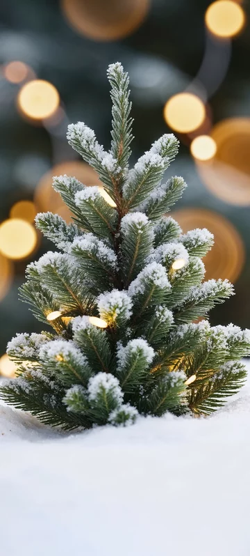 Snowy Tree with Glow Lights Image