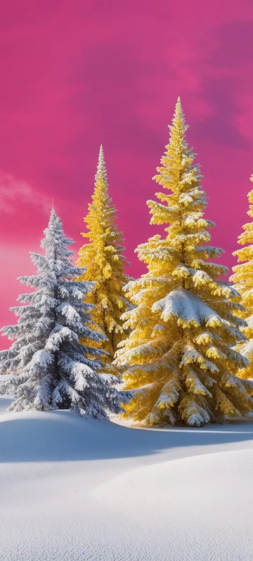 Colorful Winter Tree Scene Background