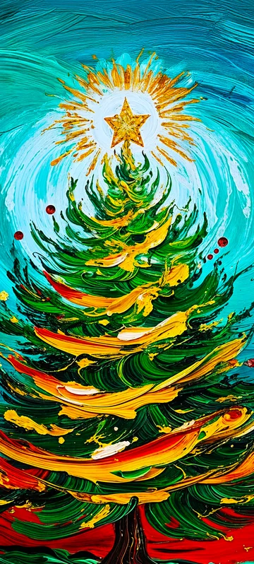 Vibrant Van Gogh Xmas Tree Screen 