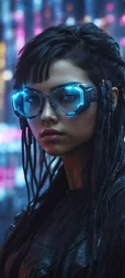 Cyberpunk Hacker Girl in Glasses